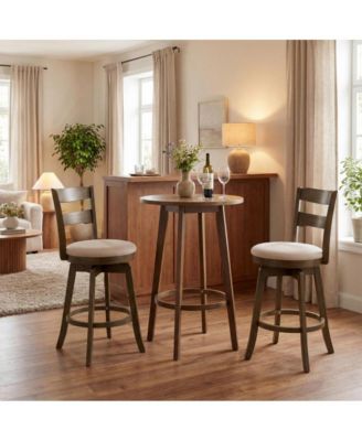 25 in Swivel Counter Height Bar Stool Set of 2 with Polyester Upholstered Seat and Backrest
