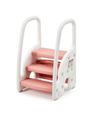 Toddler 3 Step Stool, Plastic Children Learning Helper Stool with Side Handles for Bathroom Sink