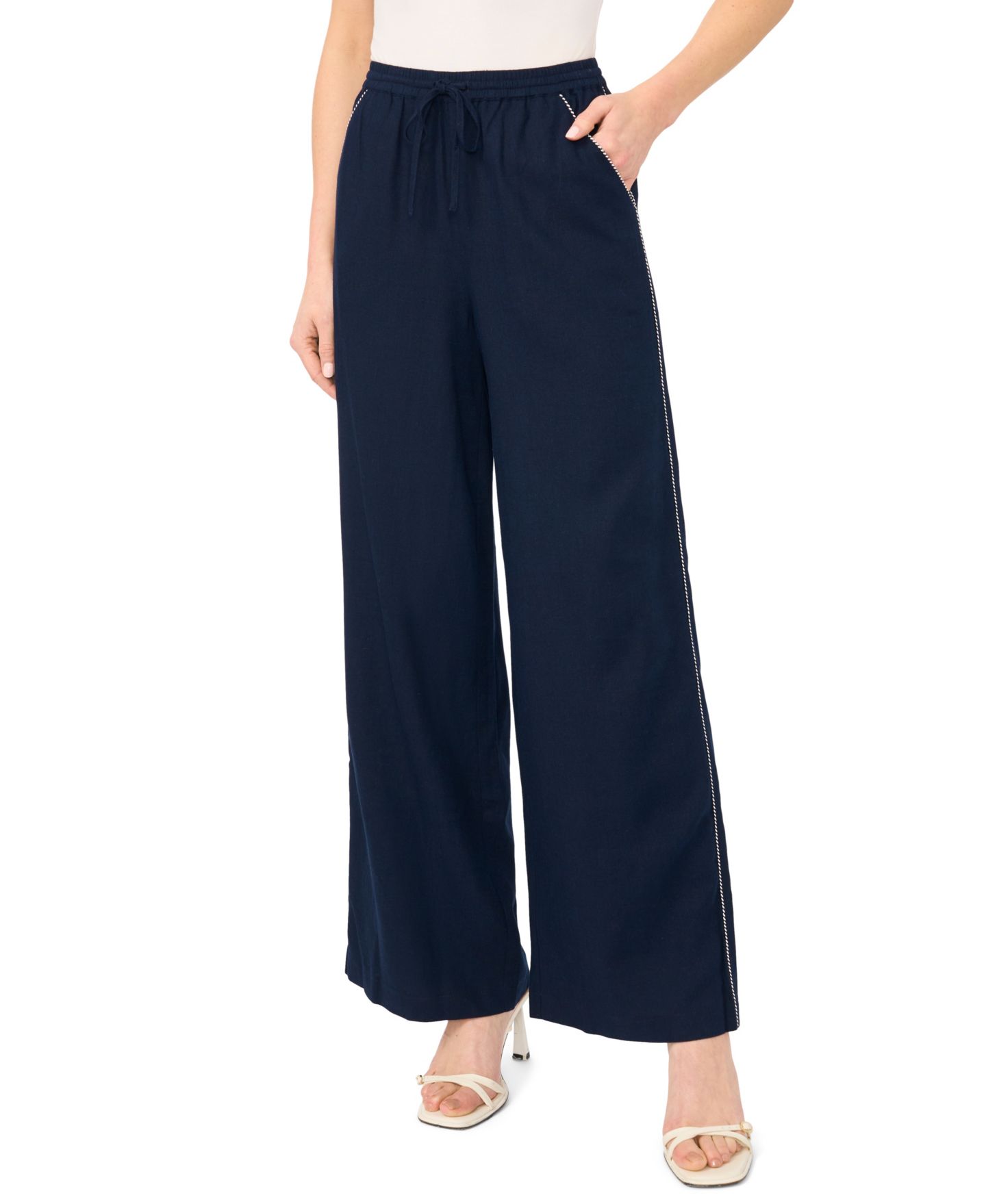Женские брюки CeCe Pull-On Tie-Waist, цвет: Тёмно-синий — фото 2
