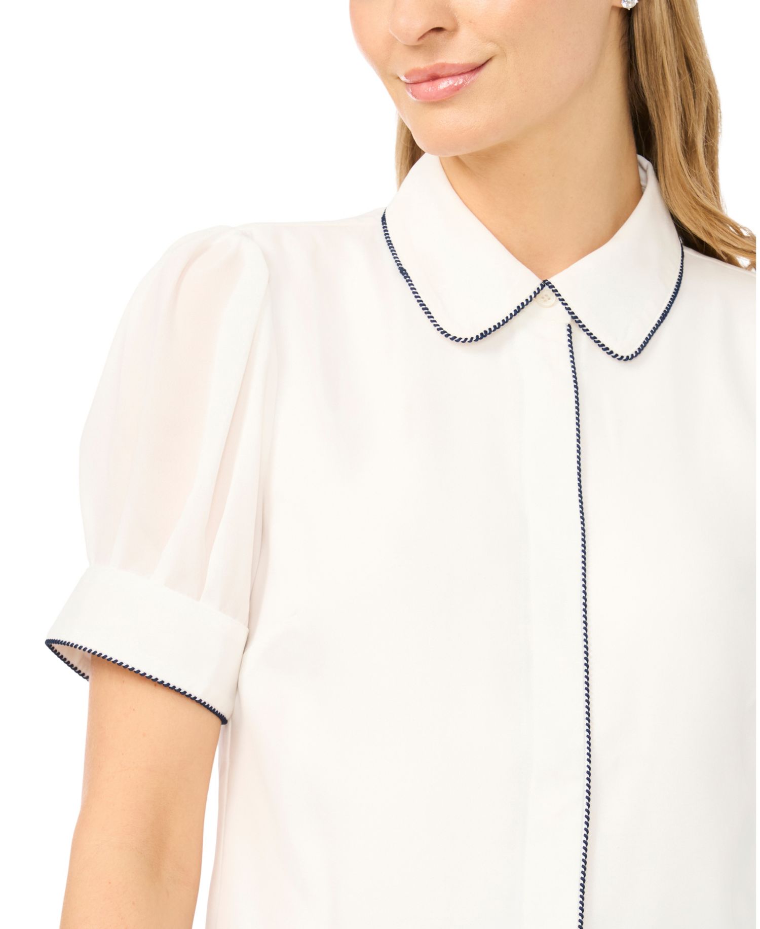 Women's Short-Sleeve Button-Up Top