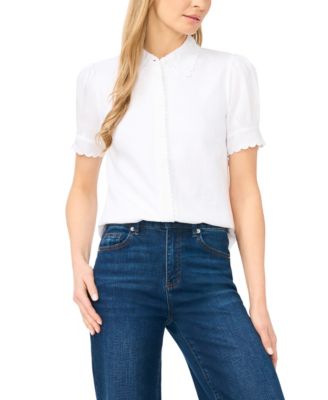 Women's Short-Sleeve Collared Button-Up Shirt