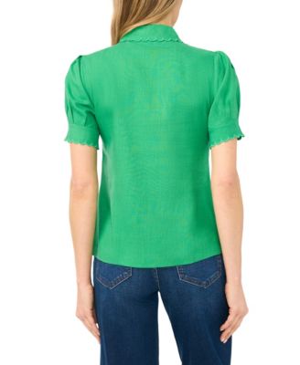 Women's Short-Sleeve Collared Button Up Shirt