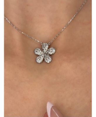 Suzy Levian Sterling Cubic Zirconia Pave Flower Necklace