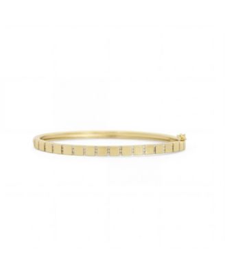 Ribbed CZ Bangle 14K Gold Plated Sterling Silver