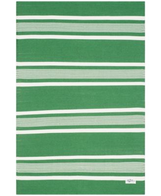 Hanover Stripe LRL2461B Green 4' X 6' Outdoor Area Rug