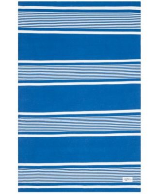 Hanover Stripe LRL2461C Blue 4' X 6' Outdoor Area Rug