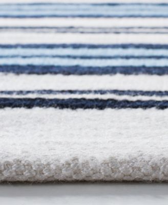 Leopold Stripe LRL2462B White and French Blue 8' X 10' Outdoor Area Rug