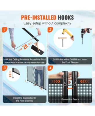 4 x 108 FT Removable Safety Pool Fence With Stainless Steel Legs For DIY Installation