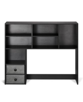 3-Tier Wood Desktop Bookshelf Storage Organizer with Fabric Drawers for Office