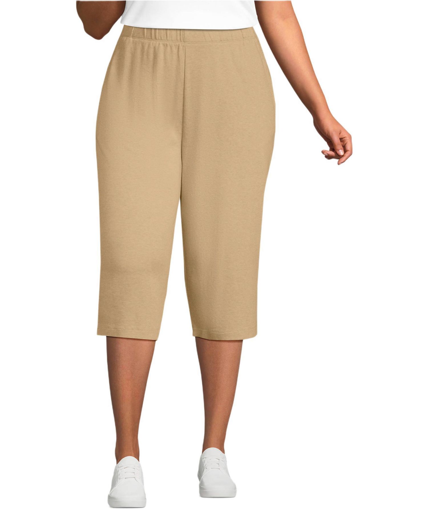 Women's Sport Knit High Rise Elastic Waist Capri Pants