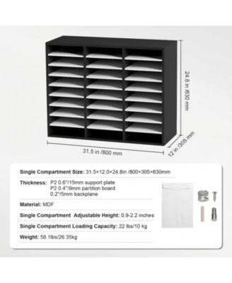 27 Compartment Adjustable Wood Literature Organizer for Office Storage