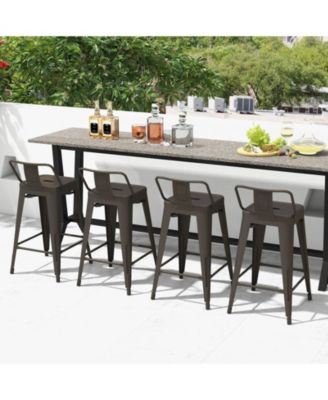 24 in Metal Counter Height Stackable Chair Set of 4 with Removable Back and Footrest