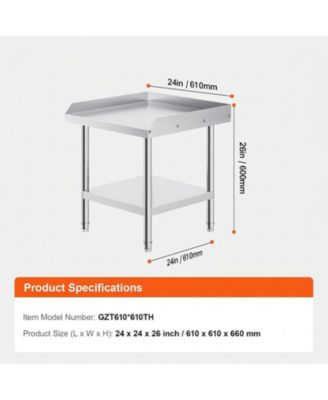 Stainless Steel Work Table 24 x 24 x 26 in Commercial Food Prep with Backsplash