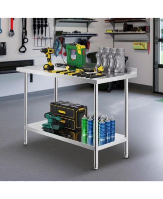 Heavy Duty Stainless Steel Work Table 24 x 48 x 36 in for Restaurant and Home Use