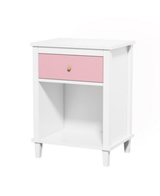Wooden Nightstand with One Drawer and Shelf