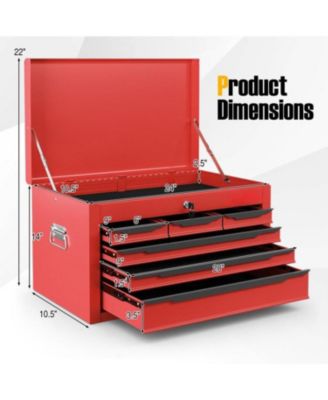 24 Inch Tool Chest Case with 6 Drawers and Top Storage for Garage Repair Shop and Warehouse