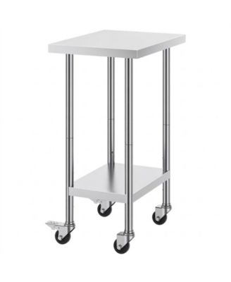 Stainless Steel Work Table 24 x 18 x 38 in Adjustable Height for Commercial Kitchen