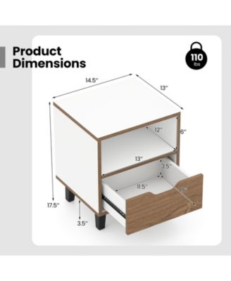 Nightstand Set of 2 with Drawer and Open Storage Shelf for Bedroom