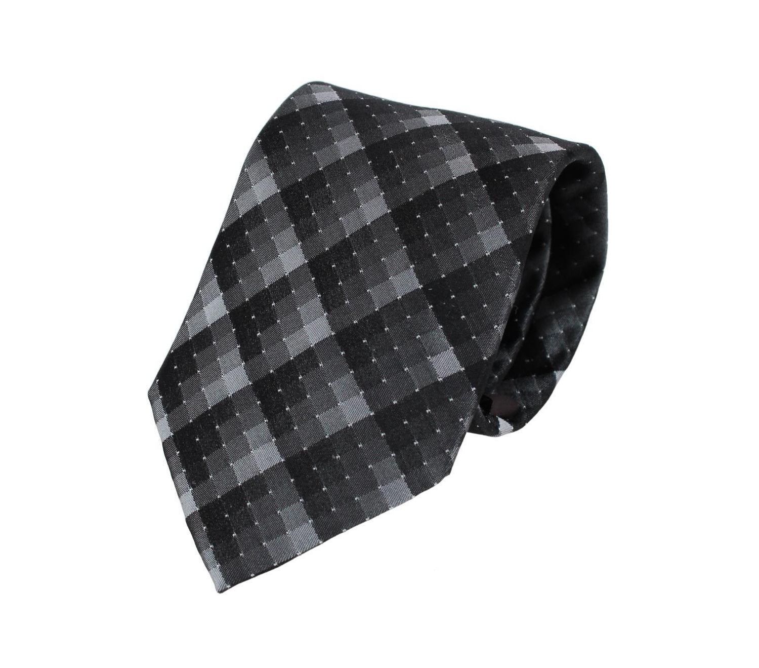 Men's Falcon Grey and Silver Micro Square Business Silk Necktie