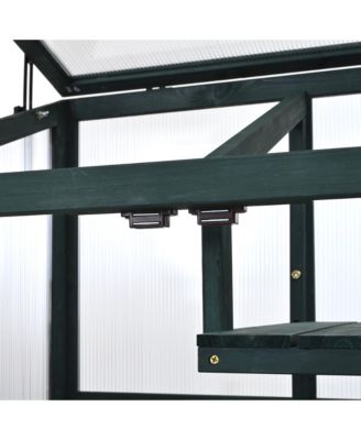 62inch Outdoor Height Wood Large Greenhouse Balcony Portable Cold Frame with Wheels and Adjustable Shelves