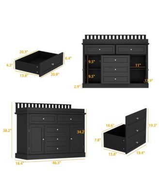 Changing Table, Chest of Drawers, Dresser with 3 Drawers, 4 Shelves and 2 Doors