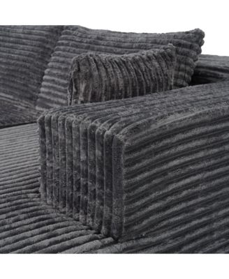 106" Modular Sectional Sofa with Pillows, L-Shape Corduroy Cloud Couch