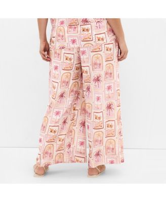 Women's Postcard Soiree Print Wide Leg Pant