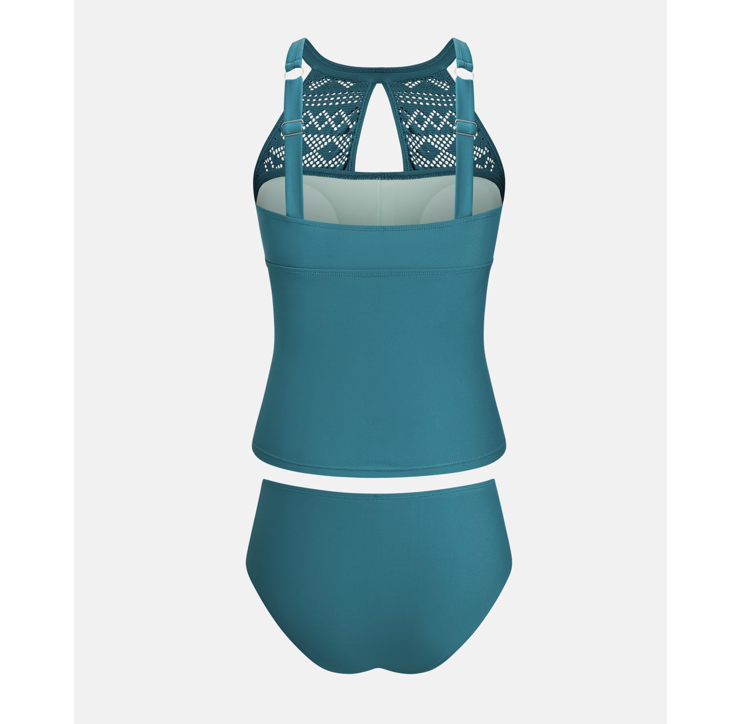 Women's High Neck Mesh Cutouts Adjustable Straps Tankini Sets