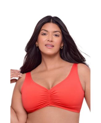 Women's Supportive and Sculpting Banded Cinch Front Bikini Swimsuit Top