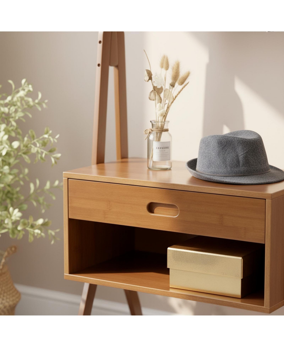 Yigii Freestanding Hall Tree Entryway Bench Coat Rack Storage Wood