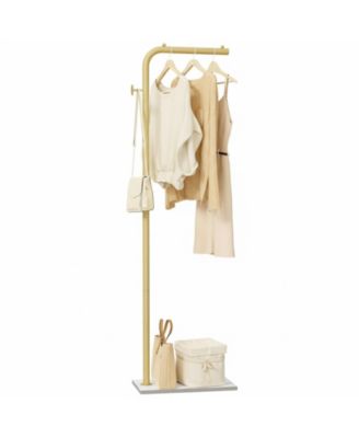 L Shaped Freestanding Metal Coat Rack Tree with Rock Base for Bedroom Hallway Entrance