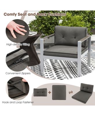 Patio Aluminum Armchair Contemporary Sofa Chair w/ WPC Armrests