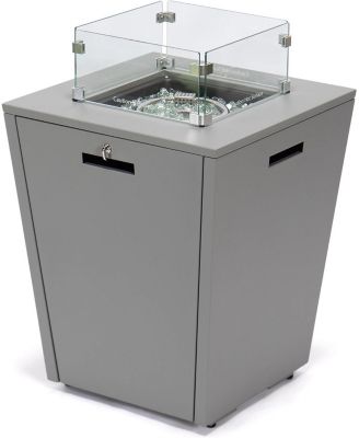 Chelsea 32" Modern Gas Fire Pit Table 37,000 BTU Propane Steel Outdoor Table with Tempered Glass Wind Guard and Lid for Patio