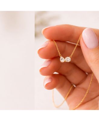 2 ct. t.w. Toi et Moi Moissanite Necklace (Pear and Round-Cut, Color D, FL Clarity) in Gold Vermeil