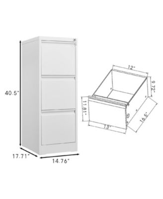 Metal Vertical Filing Cabinet with Lock and 3 Drawers
