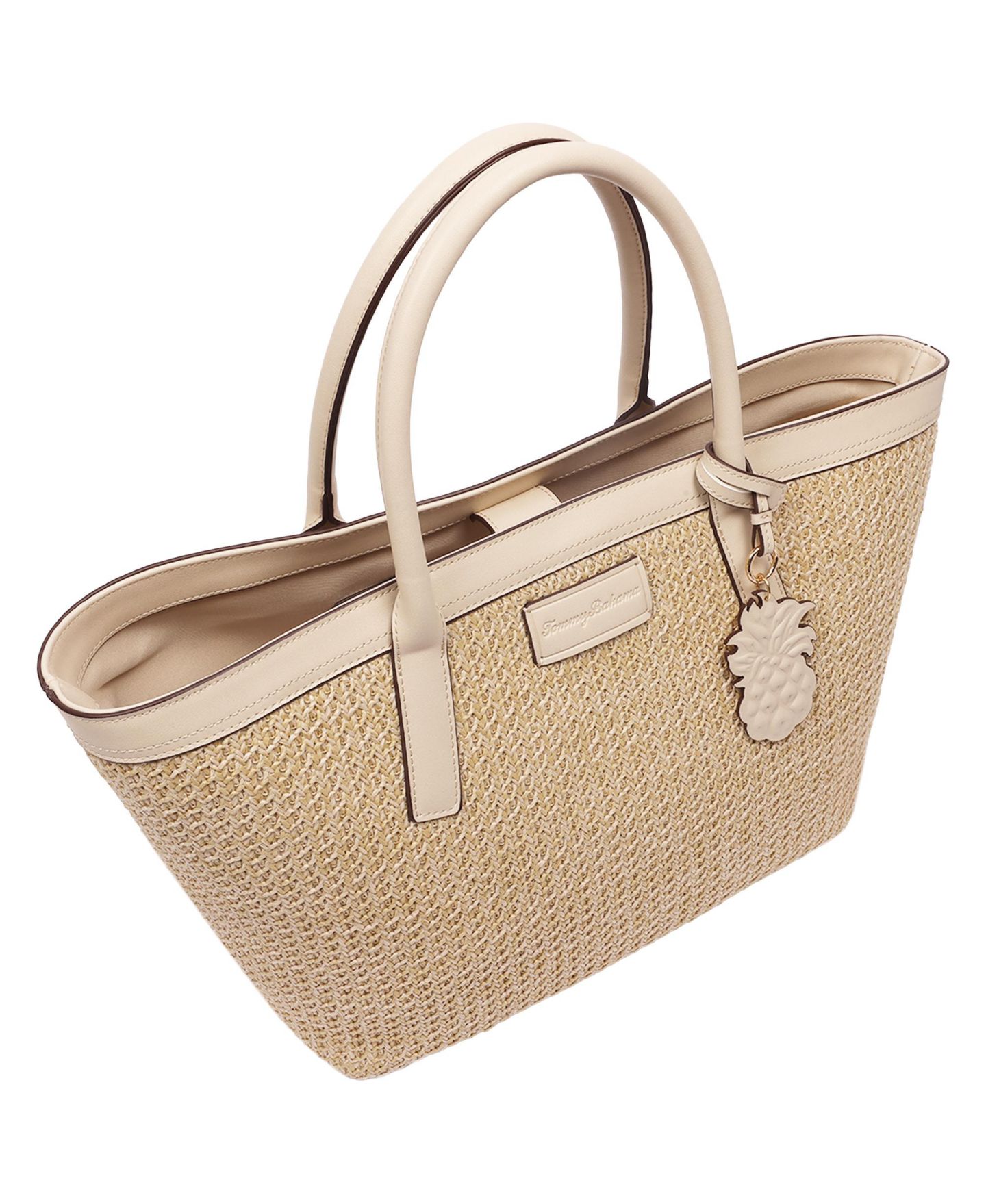 Женская сумка Tommy Bahama Raffia and PU Large Logo Tote - Woven Straw Beach Tote with Pineapple Charm, цвет: Рыжевато-коричневый — фото 7
