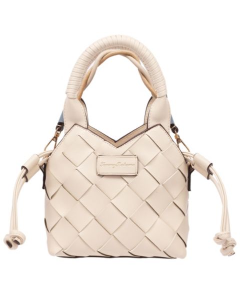 Женская сумка Tommy Bahama Demi Mini Woven PU Tote - Mini Woven Faux Leather Top Handle and Crossbody, цвет: Слоновая кость
