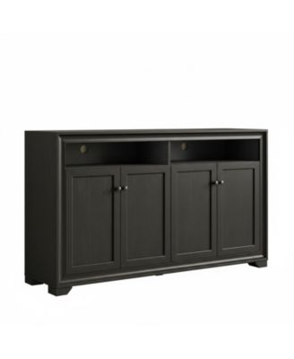 Sideboard Buffet Cabinet 4 Doors Open Shelf Adjustable Kitchen Coffee Bar Console Table Living Room Hallway