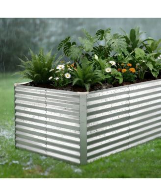 Galvanized Raised Garden Bed 8 x 4 x 3 ft Rectangular Elevated Planter Box for Vegetables