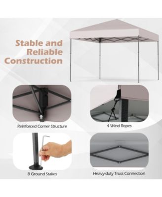10x10 ft Outdoor Pop-Up Canopy Tent with Carry Bag & Stakes