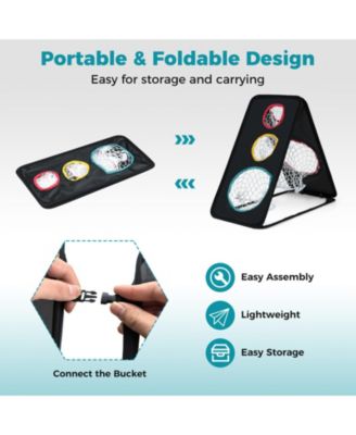 Dual-Sided Golf Chipping Net with Triple Targets, 5-Hole Training System