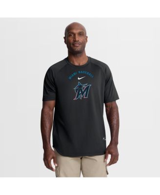 Men's Black Miami Marlins Authentic Collection Batting Practice Pre-Game Raglan Dri-FIT T-Shirt