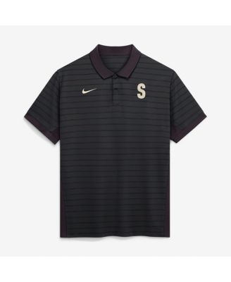 Men's Black Seattle Mariners Authentic Collection Striped Victory Dri-FIT Polo Shirt