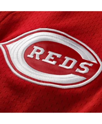 Men's Deion Sanders Red Cincinnati Reds Cooperstown Mesh Batting Practice Button-Up Jersey