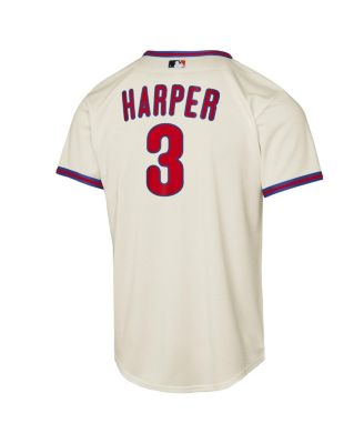 Big Boys and Girls Bryce Harper Cream Philadelphia Phillies Alternate 2 Replica Jersey