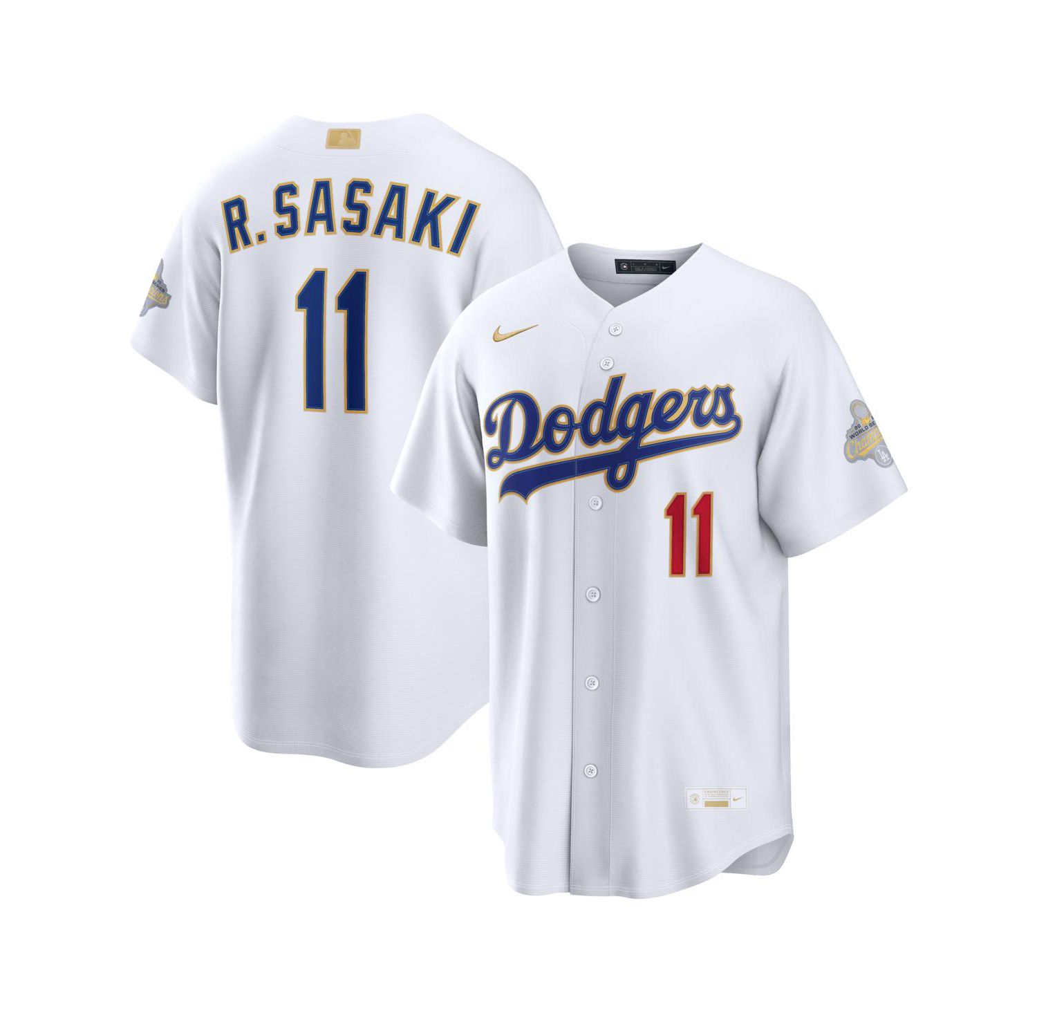 Men's Roki Sasaki White Los Angeles Dodgers 2026 Gold Collection Stadium Jersey