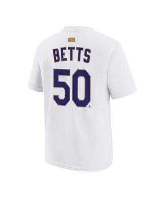 Big Boys and Girls Mookie Betts White Los Angeles Dodgers 2026 Gold Collection Name & Number T-Shirt