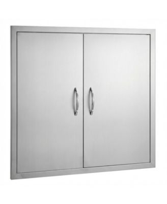 Double Stainless Steel BBQ Access Door 31W x 31H in for BBQ Island Grilling