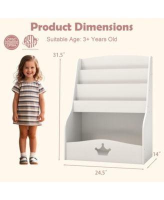 4-Tier Kids Bookshelf with Shelves and Compartment for Toddlers