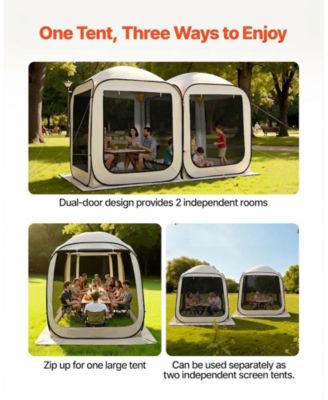 2-in-1 Pop Up Screen House Tent 12 x 6 ft for Garden and Patio Use